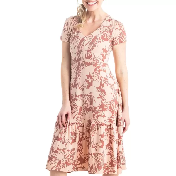 imageLegendary Whitetails Womens Printed Knit Midi Short Sleeve DressRose Dawn Floral Silhouette Print