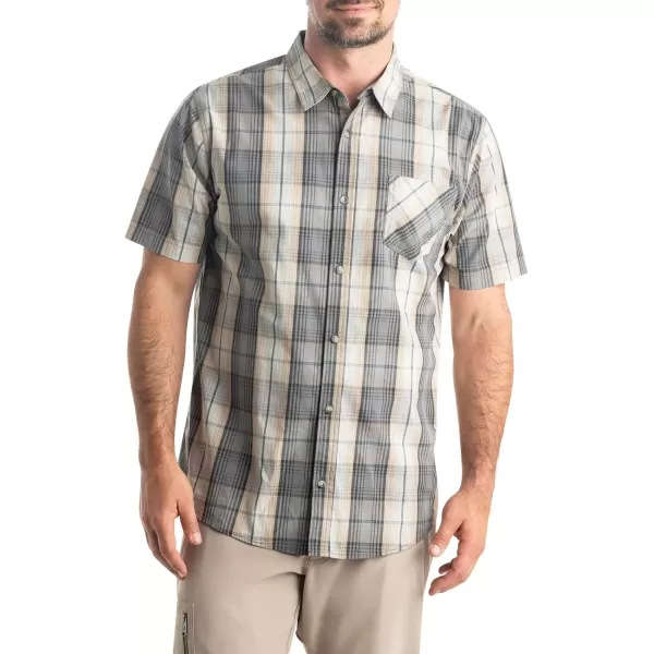 imageLegendary Whitetails Mens Poplin Short Sleeve Button Down ShirtGrayscale Plaid