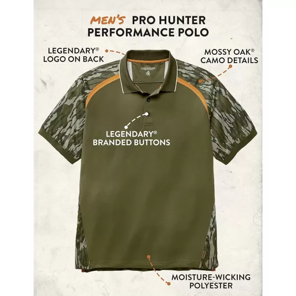 imageLegendary Whitetails Mens Pro Hunter Performance PoloDark Army  Mossy Oak Bottomland