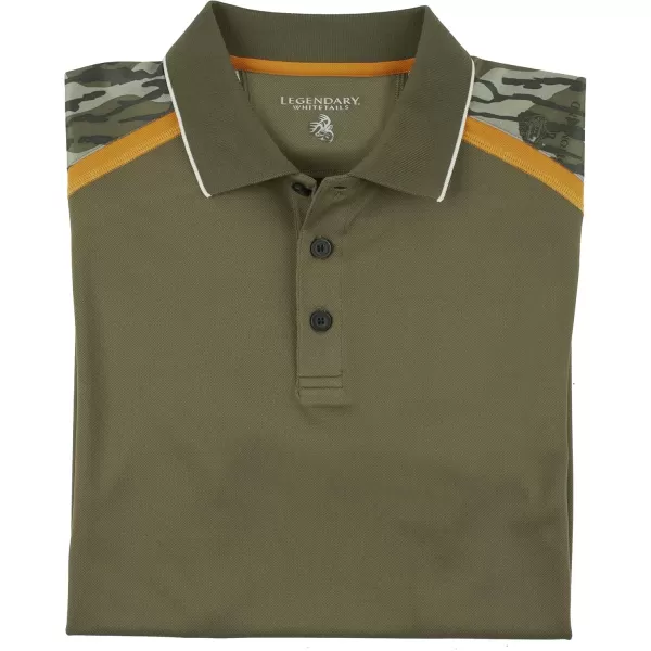 imageLegendary Whitetails Mens Pro Hunter Performance PoloDark Army  Mossy Oak Bottomland