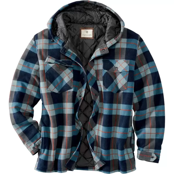 imageLegendary Whitetails Mens Ranger Quilted Fleece Shirt JacketCasual Snap Front Hooded Regular Fit PlaidNavy Haze Plaid