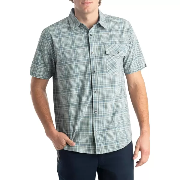 imageLegendary Whitetails Mens Textured Stretch Woven Plaid Short Sleeve ShirtBlue Skies Plaid