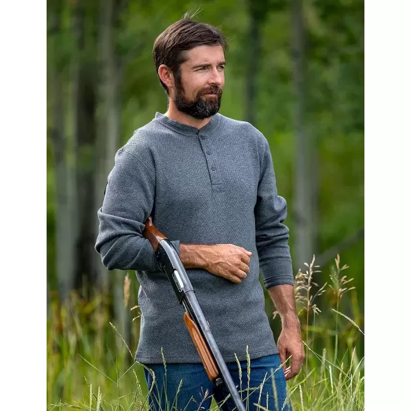 imageLegendary Whitetails Mens Tough as Buck Double Layer Thermal Henley ShirtCasual Long Sleeve Waffle Knit Regular FitNavy