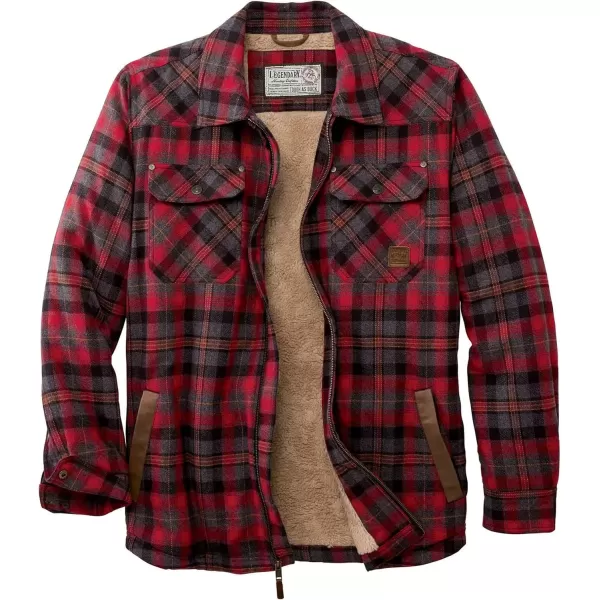 imageLegendary Whitetails Mens Tough as Buck Sherpa Lined Flannel Shirt JacketRugged Red Plaid