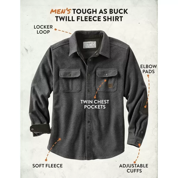 imageLegendary Whitetails Mens Tough as Buck Twill Fleece ShirtBlack Heather