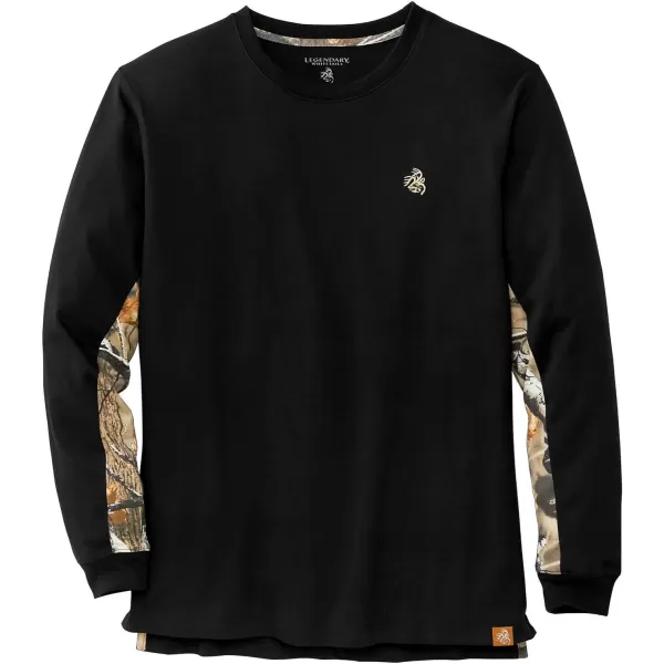 imageLegendary Whitetails Mens Backcountry Long Sleeve Camo Tshirt  Casual Crewneck Pullover Regular FitBlack