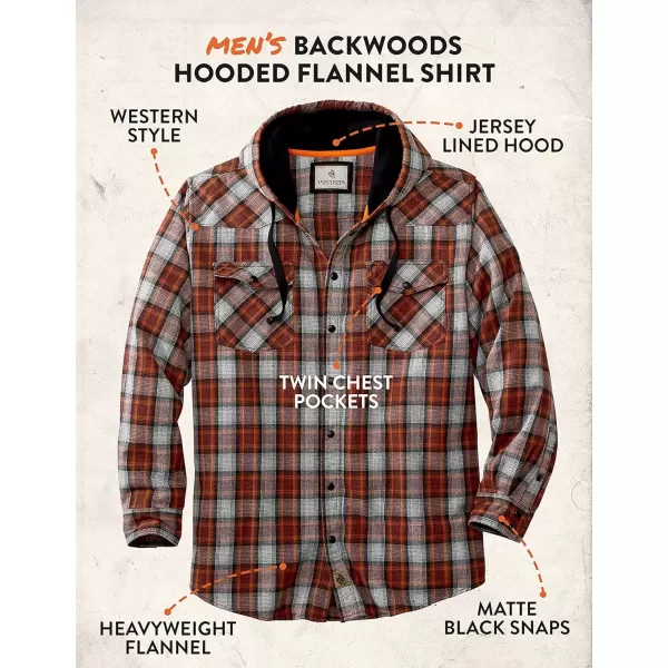 imageLegendary Whitetails Mens Backwoods Hooded Flannel ShirtDeep Rust Plaid