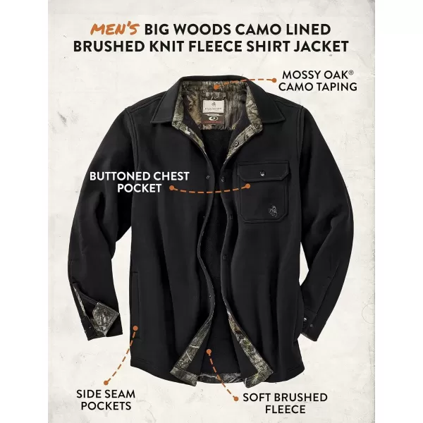 imageLegendary Whitetails Mens Big Woods Fleece Shirt JacketBlack  Mossy Oak Country Dna