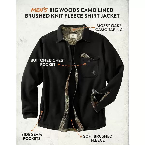 imageLegendary Whitetails Mens Big Woods Fleece Shirt JacketBlackMossy Oak Country