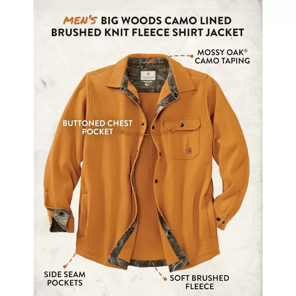 imageLegendary Whitetails Mens Big Woods Fleece Shirt JacketBurnt Orange  Mossy Oak Dna