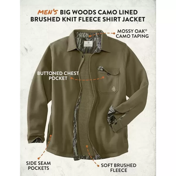 imageLegendary Whitetails Mens Big Woods Fleece Shirt JacketDark ArmyMossy Oak Bottomland