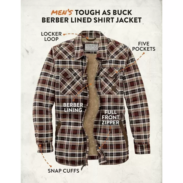 imageLegendary Whitetails Mens Standard Tough As Buck Sherpa Lined Flannel Shirt Jacket Buckeye Plaid Large