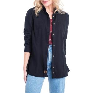 image:imageLegendary Whitetails Womens Cottage Escape Flannel Long Sleeve Plaid and Solid Color Clothes Fitted Button DownBlack