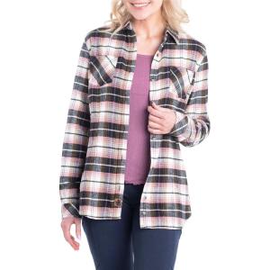 image:imageLegendary Whitetails Womens Cottage Escape Flannel Long Sleeve Plaid and Solid Color Clothes Fitted Button DownDusty Rose Plaid