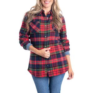image:imageLegendary Whitetails Womens Cottage Escape Flannel Long Sleeve Plaid and Solid Color Clothes Fitted Button DownHolly Berry