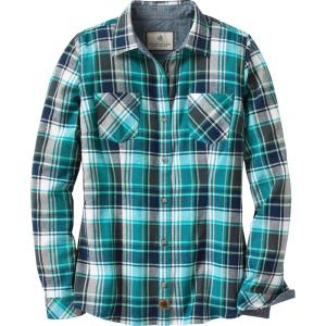 image:imageLegendary Whitetails Womens Cottage Escape Flannel Long Sleeve Plaid and Solid Color Clothes Fitted Button DownTurquoise Pacific Plaid