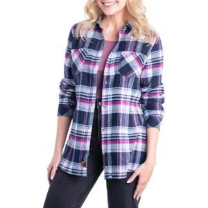 image:imageLegendary Whitetails Womens Cottage Escape Flannel Long Sleeve Plaid and Solid Color Clothes Fitted Button DownViolet Rave Plaid