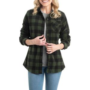 image:imageLegendary Whitetails Womens Trail Guide Fleece Button Down ShirtNight Forest Plaid