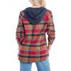image:imageLegendary Whitetails Womens Hooded Heavyweight Stretch Flannel Button Up ShirtFalling Leaves Red Plaid