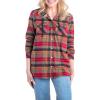 image:imageLegendary Whitetails Womens Hooded Heavyweight Stretch Flannel Button Up ShirtFalling Leaves Red Plaid