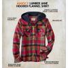 image:imageLegendary Whitetails Womens Hooded Heavyweight Stretch Flannel Button Up ShirtFalling Leaves Red Plaid
