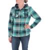 image:imageLegendary Whitetails Womens Hooded Heavyweight Stretch Flannel Button Up ShirtFrozen River Blue Plaid