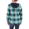 image:imageLegendary Whitetails Womens Hooded Heavyweight Stretch Flannel Button Up ShirtFrozen River Blue Plaid