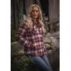 image:imageLegendary Whitetails Womens Hooded Shacket With Drawstring Hood Berber Lined Shirt JacketMountain Sunset Plaid