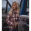image:imageLegendary Whitetails Womens Hooded Shacket With Drawstring Hood Berber Lined Shirt JacketMountain Sunset Plaid