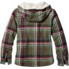 image:imageLegendary Whitetails Womens Hooded Shacket With Drawstring Hood Berber Lined Shirt JacketOlive Festival Plaid