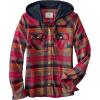 image:imageLegendary Whitetails Womens Hooded Heavyweight Stretch Flannel Button Up ShirtFalling Leaves Red Plaid