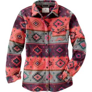 image:imageLegendary Whitetails Ladies Trail Guide Fleece Plaid Button Up ShirtCoral Print