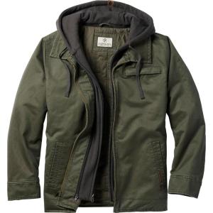 image:imageLegendary Whitetails Mens Casual Coat with Hood Waxed Cotton Water Resistant JacketArmy
