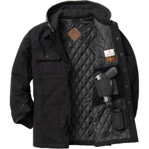 image:imageLegendary Whitetails Mens Ccw Hooded Flannel Shirt Jacket Polyfill Insulated Quilted ShacketBlack Heather