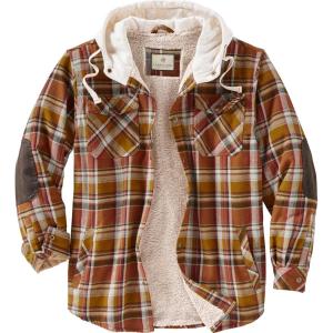 image:imageLegendary Whitetails Mens Hooded Shirt Jacket Plaid Flannel Berber Lined Polyfill Insulated ShacketArrowood Brown Plaid