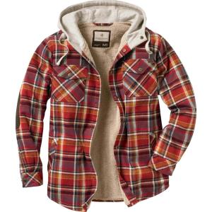 image:imageLegendary Whitetails Mens Hooded Shirt Jacket Plaid Flannel Berber Lined Polyfill Insulated ShacketCardinal Red Plaid