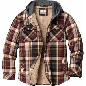 image:imageLegendary Whitetails Mens Hooded Shirt Jacket Plaid Flannel Berber Lined Polyfill Insulated ShacketCedarwood Cabin Plaid