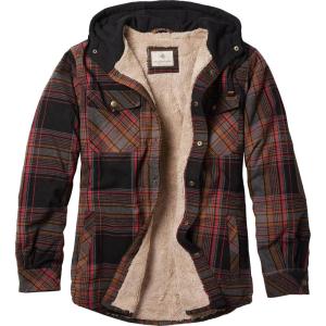 image:imageLegendary Whitetails Mens Hooded Shirt Jacket Plaid Flannel Berber Lined Polyfill Insulated ShacketLicorice Root Plaid