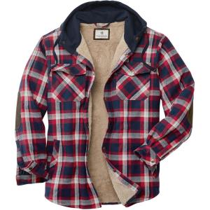 image:imageLegendary Whitetails Mens Hooded Shirt Jacket Plaid Flannel Berber Lined Polyfill Insulated ShacketNight Racer Plaid