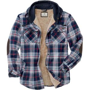image:imageLegendary Whitetails Mens Hooded Shirt Jacket Plaid Flannel Berber Lined Polyfill Insulated ShacketNight River Plaid
