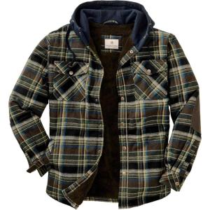 image:imageLegendary Whitetails Mens Hooded Shirt Jacket Plaid Flannel Berber Lined Polyfill Insulated ShacketUnion Plaid