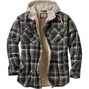 image:imageLegendary Whitetails Mens Hooded Shirt Jacket Plaid Flannel Berber Lined Polyfill Insulated ShacketUpland Blue and Brown Plaid