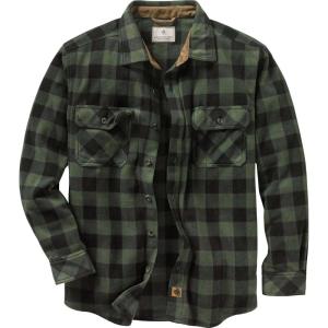 image:imageLegendary Whitetails Mens Long Sleeve Fleece Button Up Heavyweight ShirtNight Forest Plaid Green