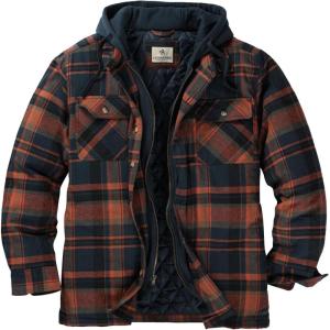 image:imageLegendary Whitetails Mens Plaid Flannel Shirt Jacket Quilted with Hood Polyfill Insulated ShacketAncient Bison Plaid