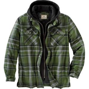 image:imageLegendary Whitetails Mens Plaid Flannel Shirt Jacket Quilted with Hood Polyfill Insulated ShacketArmy Green Plaid