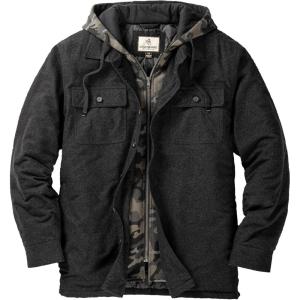 image:imageLegendary Whitetails Mens Plaid Flannel Shirt Jacket Quilted with Hood Polyfill Insulated ShacketBlack Heather