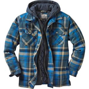 image:imageLegendary Whitetails Mens Plaid Flannel Shirt Jacket Quilted with Hood Polyfill Insulated ShacketSlate Hatchet Blue Plaid