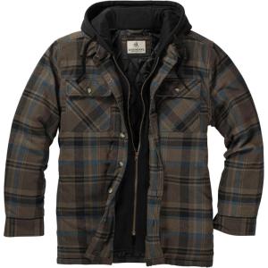 image:imageLegendary Whitetails Mens Plaid Flannel Shirt Jacket Quilted with Hood Polyfill Insulated ShacketWinter Rain Plaid