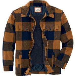 image:imageLegendary Whitetails Mens Wool Blend Jacket Quilted Satin Insulated Sleeves Sherpa LinedGolden Night Plaid