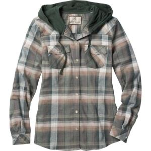 image:imageLegendary Whitetails Womens Hooded Heavyweight Stretch Flannel Button Up ShirtGreen Grove